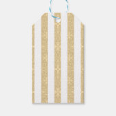 Gold & White Stripes Elegant Cadeaulabel (Voorkant)