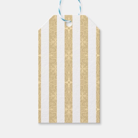 Gold & White Stripes Elegant Cadeaulabel (Voorkant)