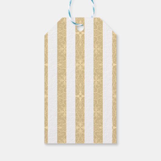Gold & White Stripes Elegant Cadeaulabel (Achterkant)