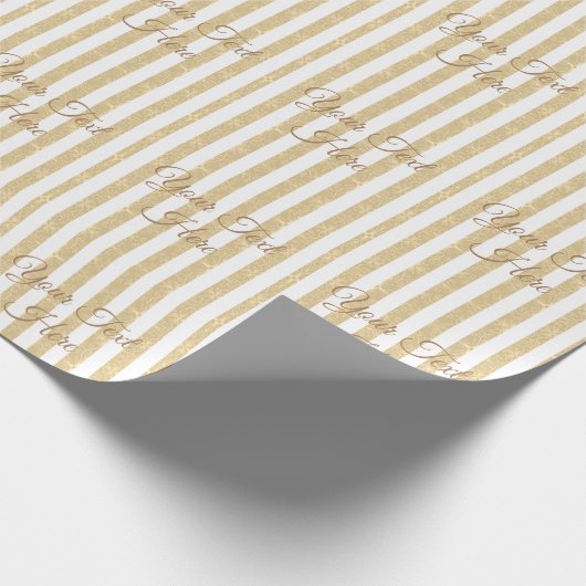 Gold & White Stripes Elegant Cadeaupapier (Hoek)