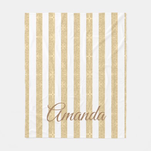 Gold & White Stripes Elegant Fleece Deken (Voorkant)