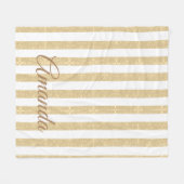 Gold & White Stripes Elegant Fleece Deken (Voorkant (Horizontaal))