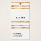 Gold White Stripes Logo Display Card Vierkante Visitekaartjes (Voorkant /achterkant)
