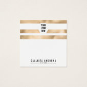 Gold White Stripes Logo Display Card Vierkante Visitekaartjes (Voorkant)