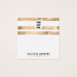 Gold White Stripes Logo Display Card Vierkante Visitekaartjes