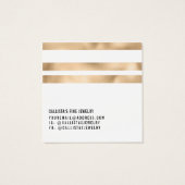 Gold White Stripes Logo Display Card Vierkante Visitekaartjes (Achterkant)