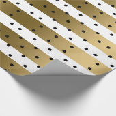 Gold & White Stripes met zwarte poolpunts Cadeaupapier (Hoek)
