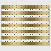 Gold & White Stripes met zwarte poolpunts Cadeaupapier (Vlak)