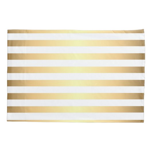 Gold White Stripes Pattern Kussensloop (Achterkant)