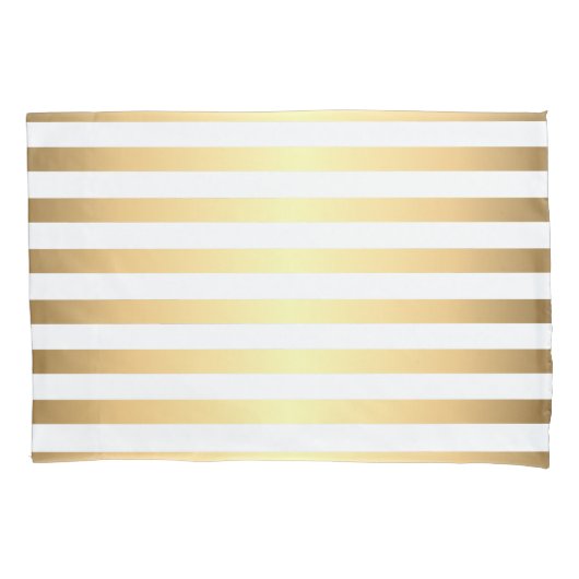 Gold White Stripes Pattern Kussensloop (Voorkant)