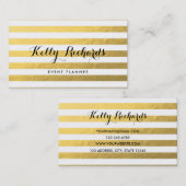 Gold White Stripes Pattern Visitekaartje (Voorkant / Achterkant)