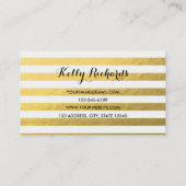 Gold White Stripes Pattern Visitekaartje (Achterkant)