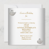 Gold White Swan Elegant Birthday Party Kaart (Achterkant)