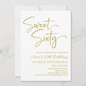 Gold White Sweet Sixty Minimal 60ste Verjaardagsfe Kaart (Voorkant)