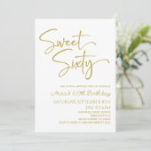 Gold White Sweet Sixty Minimal 60ste Verjaardagsfe Kaart (Staand voorkant)
