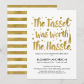Gold & White Tassel-Afstuderen-kaart Kaart (Voorkant / Achterkant)