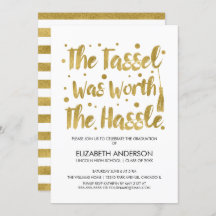 Gold & White Tassel-Afstuderen-kaart