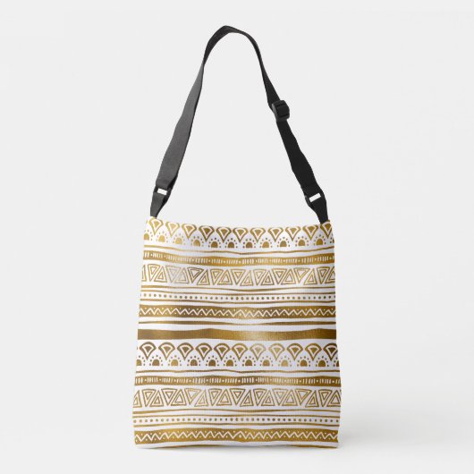 Gold & White tribal Pattern Crossbody Bag Tas (Achterkant)