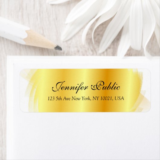 Gold White Typography Script Elegant Sjabloon Etiket (Insitu)