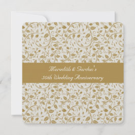 Gold White Vines Romantisch 50ste bruiloft Jubileu Kaart