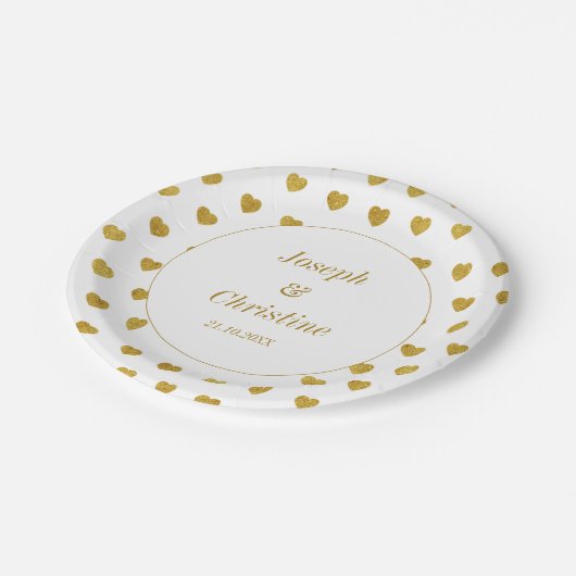 Gold White Wedding Hearts Pattern Bord (Gekanteld)