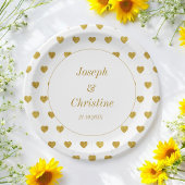 Gold White Wedding Hearts Pattern Bord