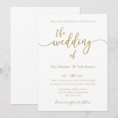 Gold & White Wedding Invitation Sjabloon Kaart (Voorkant / Achterkant)