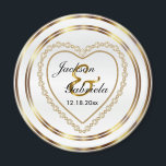 Gold & White Wedding / Jubileum Keepslag Magneet<br><div class="desc">Woeddag voor Magnet. Een bruiloft Dag Keepasje van de Bride en Groom of Jubileum koppel klaar om zich te personaliseren. ⭐ Dit product is 100% . Grafiek en/of tekst kunnen worden toegevoegd, verwijderd, verplaatst, aangepast, omringd, geroteerd, enz.⭐ (Zorg ervoor dat u de grootte van de afbeeldingen zo nodig kunt wijzigen...</div>