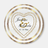 Gold & White Wedding / Jubileum Keepslag Magneet (Voorkant)