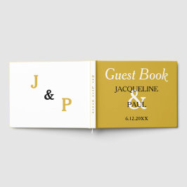 Gold White Wedding Monogram Gastenboek