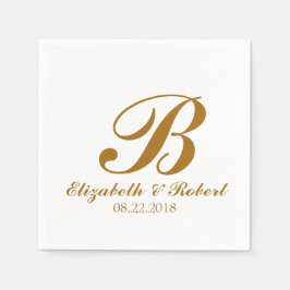 Gold White Wedding Monogram Servet