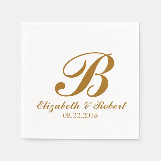 Gold White Wedding Monogram Servet (Voorkant)