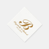 Gold White Wedding Monogram Servet (Hoek)