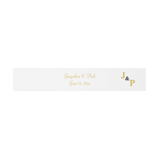 Gold White Wedding Monogram Uitnodigingen Wikkel (Vlak)