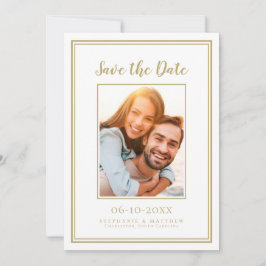 Gold & White Wedding Simple Verloving Afbeelding Save The Date
