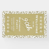 Gold/White Welkom 90th Birthday Party Spandoek (Horizontaal)