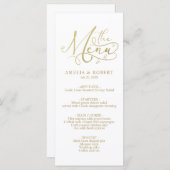 Gold White Whimsical Elegant Calligraphy Menu (Voorkant / Achterkant)
