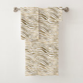 Gold White Zebra afdrukken Bad Handdoek (Insitu)