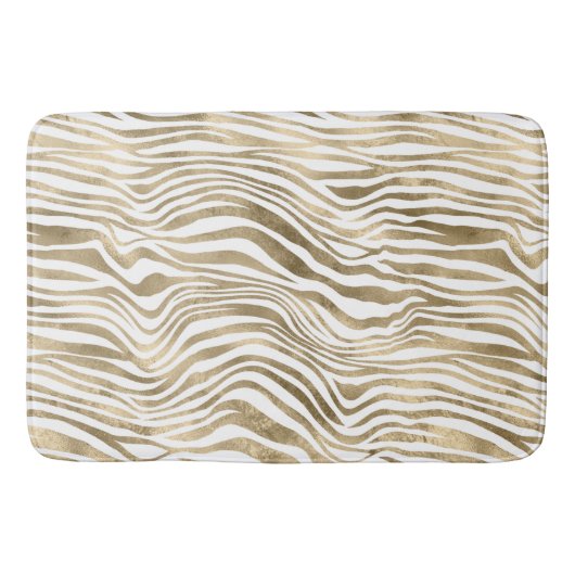  Gold White Zebra afdrukken   Badmat (Voorkant)