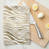 Gold White Zebra afdrukken Theedoek (Quarter Fold)