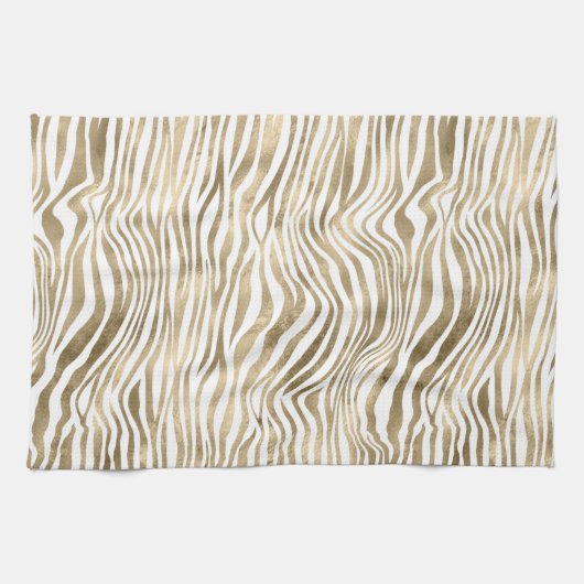 Gold White Zebra afdrukken Theedoek (Horizontaal)