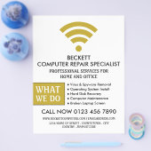 Gold Wi-Fi-Logo, Computer Repair Specialist Advert Flyer (Enkel)