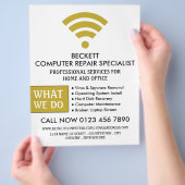 Gold Wi-Fi-Logo, Computer Repair Specialist Advert Flyer (Hand)