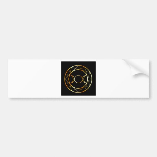 Gold Wiccan symbool Triple Goddess Bumpersticker (Voorkant)