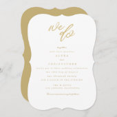 Gold wij doen Script Beach Wedding Invite Kaart (Voorkant / Achterkant)