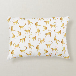 Gold Wild Monkey Tropical Oerwoud Accent Kussen