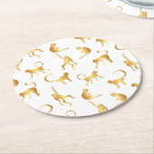 Gold Wild Monkey Tropical Oerwoud Ronde Kartonnen Onderzetter (Gebogen)
