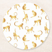 Gold Wild Monkey Tropical Oerwoud Ronde Kartonnen Onderzetter (Voorkant)
