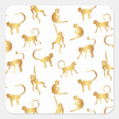 Gold Wild Monkey Tropical Oerwoud Vierkante Sticker (Voorkant)