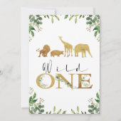 Gold Wild One Safari Animals - uitnodiging op zate (Achterkant)